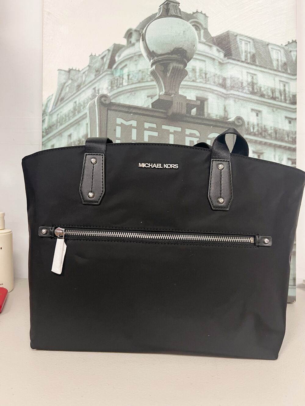 Michael Kors 38T0CP5T2C Polly Medium Nylon Top-Zip Tote Bag